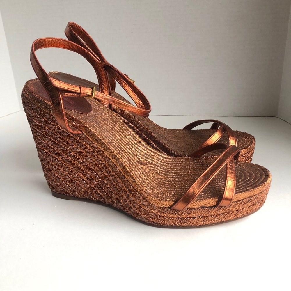 GUCCI Bronze Metallic Lia Espadrilles Wedge Platforms 😍 - Picture 4 of 12